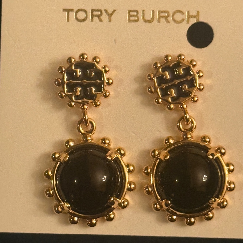 Tory Burch Gold and Dark Earrings